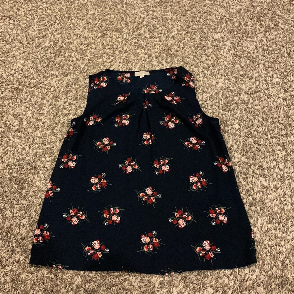 LOFT Navy Floral Blouse
